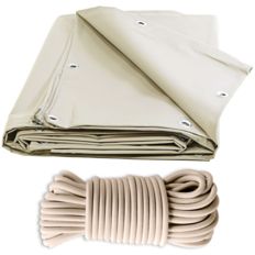 Pack of Ivory Pergola Cover 3x4 m + Ivory Bungee cord 20m - Ready to install Pergola Cover TECPLAST XP640PR 10 years Warranty