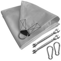 Pack Voile d’ombrage Carrée 3x3 m PVC Gris + Kit de tension - TECPLAST PKVL640CR - Toile étanche - Made in France