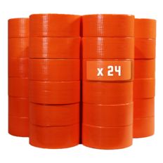 Pacote de 24 Fitas adesivas Tecidas laranja 50 mm x 33 m - Fita adesiva de obra TECPLAST para fixação de lonas, fios e cabos