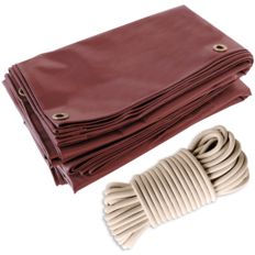Confezione Telo per Pergola Rosso Bordeaux 3x4 m + Corda Elastica Avorio 20m - Telo per pergolato pronto per il montaggio TECPLAST LP506PR Garanzia de 5 anni