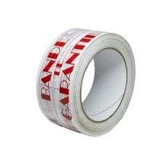 Verpakkingstape wit bedrukt "BANDE DE GARANTIE" in rood - PP 28µ - Plakband 50 mm x 100 m - 1 rol