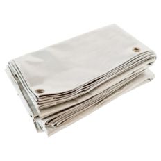 Seconda Vita : Telo Protettivo 3x3 m Bianco Crema - Qualità TECPLAST 5 anni - LP506MU (Ottime condizioni: sporco e tracce di occhielli verdi)