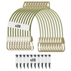 Pack 20 Sandows Piscine Ivoire 8 mm double crochets + 20 Pitons douille escamotables 12mm - Pack Tendeur Piscine TECPLAST PAP3