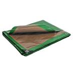 Houten dekzeil 10 x 15 m - TECPLAST 250BO - Groen en Bruin - Hoge Prestatie - Waterdicht beschermend dekzeil voor brandhout