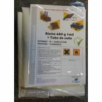 Repair Kit for Blue PVC tarpaulin - PRO Quality TECPLAST KITREP - 1x1 m tarpaulin and neoprene glue tube