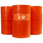 Set of 12 Orange Duct Tapes 50 mm x 33 m - TECPLAST Construction tapes rolls for fixing tarpaulins, wires and cables