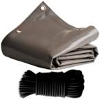Bundle Taupe Pergola-Plane 3x4 m + Elastisches Gummiseil Schwarz 20m - Montagefertige Pergola-Plane TECPLAST LP640PR 8 Jahre Garantie