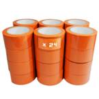 Lote de 24 Cintas adhesivas naranja de PVC 75 mm x 33 m para el sector de la construcción - Cinta adhesiva TECPLAST