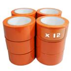 Lot de 12 Rubans adhésifs PVC orange bâtiment 50 mm x 33 m - Rouleau adhésif TECPLAST