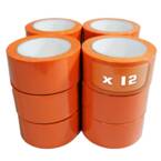 Set of 12 Orange PVC Builders tapes 50 mm x 33 m - Construction tapes rolls TECPLAST