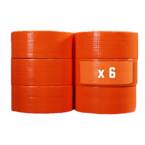 Set 6 Nastri adesivi telati PVC Arancione 50 mm x 33 m - Rotolo adesivo TECPLAST per il fissaggio teloni, fili e cavi
