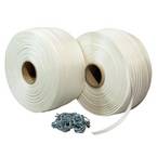 Pack 2 Feuillards de cerclage tressés 13 mm x 1100 m + 250 Boucles OFFERTES - Feuillard textile Résistance 350kg - TECPLAST PFT2