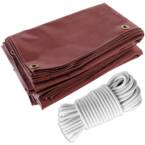 Pack Toile Pergola Rouge Bordeaux 3x4 m + Sandow Blanc 20m - Bâche Pergola prête à poser TECPLAST LP506PR Garantie 5 ans