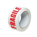 Verpackungsklebeband 28µ weiß mit rotem Aufdruck "FRAGILE" - Versandklebebandrolle 50 mm x 100 m