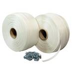 Pack 2 Fitas de cintar têxtil trançada 19 mm x 500 m + 250 grampos GRÁTIS - Cinta têxtil Resistência 750kg - TECPLAST PFT2