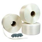 Pack 3 Feuillards de cerclage fil à fil 16 mm x 850 m + 500 Boucles OFFERTES - Feuillard textile Résistance 450kg - TECPLAST PFF3