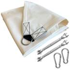 Pack Voile d’ombrage Carrée 3x3 m PVC Ivoire + Kit de tension - TECPLAST PKVL640CR - Toile étanche - Made in France