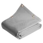 Grey Protective Tarpaulin 10x15 m  - 8 years quality TECPLAST 640MU - Waterproof PVC tarpaulin - Anti-UV resistance
