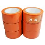 Set 6 Nastri adesivi PVC Arancione per edilizia 50 mm x 33 m - Rotolo adesivo TECPLAST