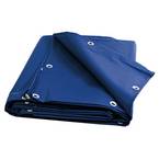 Blue Construction Site Tarpaulin 10x12 m - 10 years quality TECPLAST 680CH - Waterproof protective tarpaulin for works - Made in France