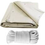 Pack Toile Pergola Ivoire 3x4 m + Sandow Blanc 20m - Bâche Pergola prête à poser TECPLAST XP640PR Garantie 10 ans