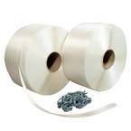 Pack 2 Feuillards de cerclage fil à fil 19 mm x 600 m + 250 Boucles OFFERTES - Feuillard textile Résistance 550kg - TECPLAST PFF2