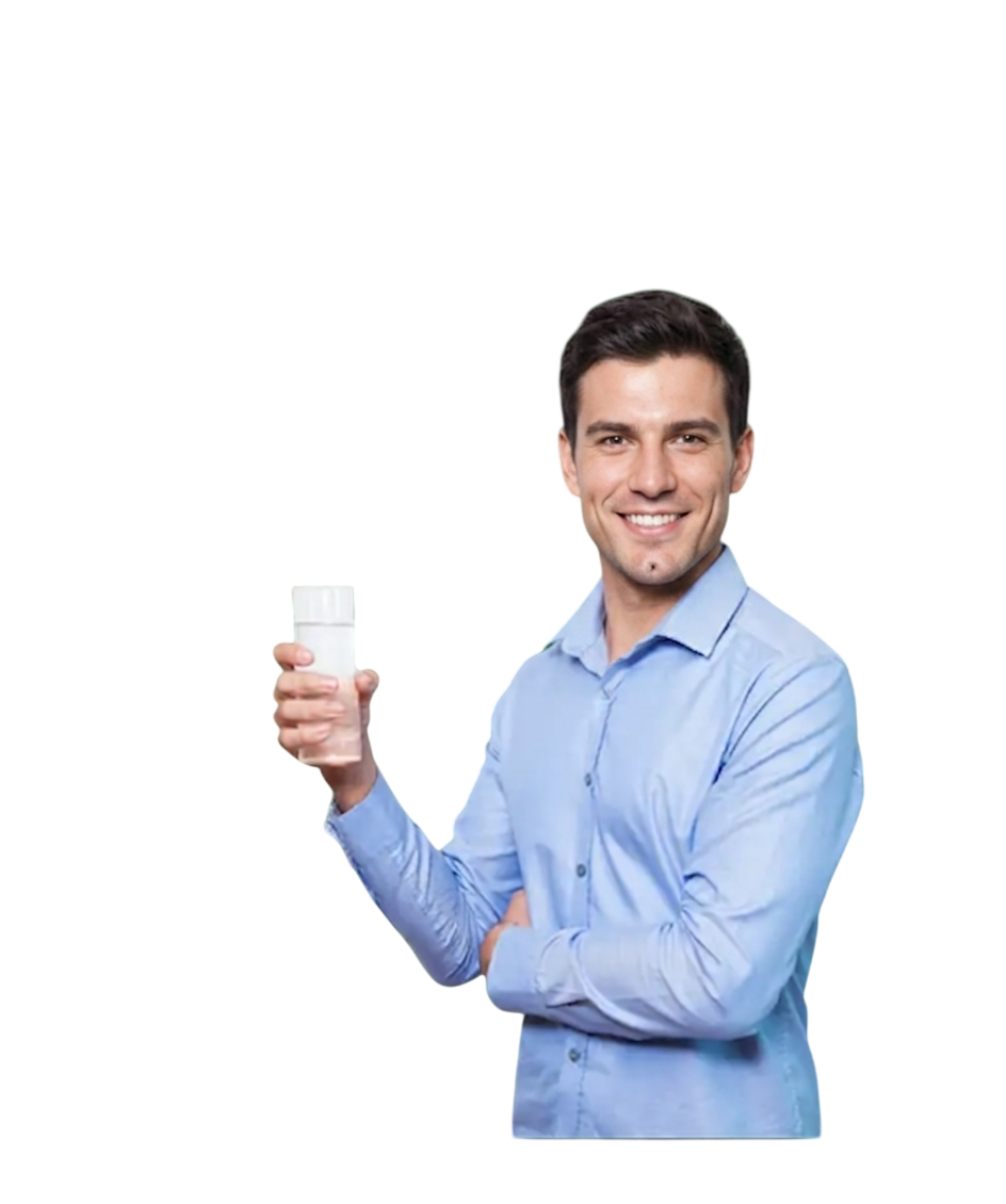 person holding water