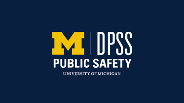 University of Michigan Public Safety Logo on Blue Background