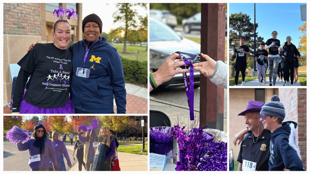 Images from prior Purple Run events. People wearing purple and enjoying the day, while benefitting a great cause! 