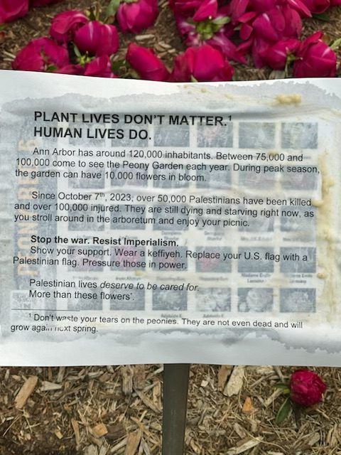 Photo of the paper that was left at the arboretum after the vandalism.