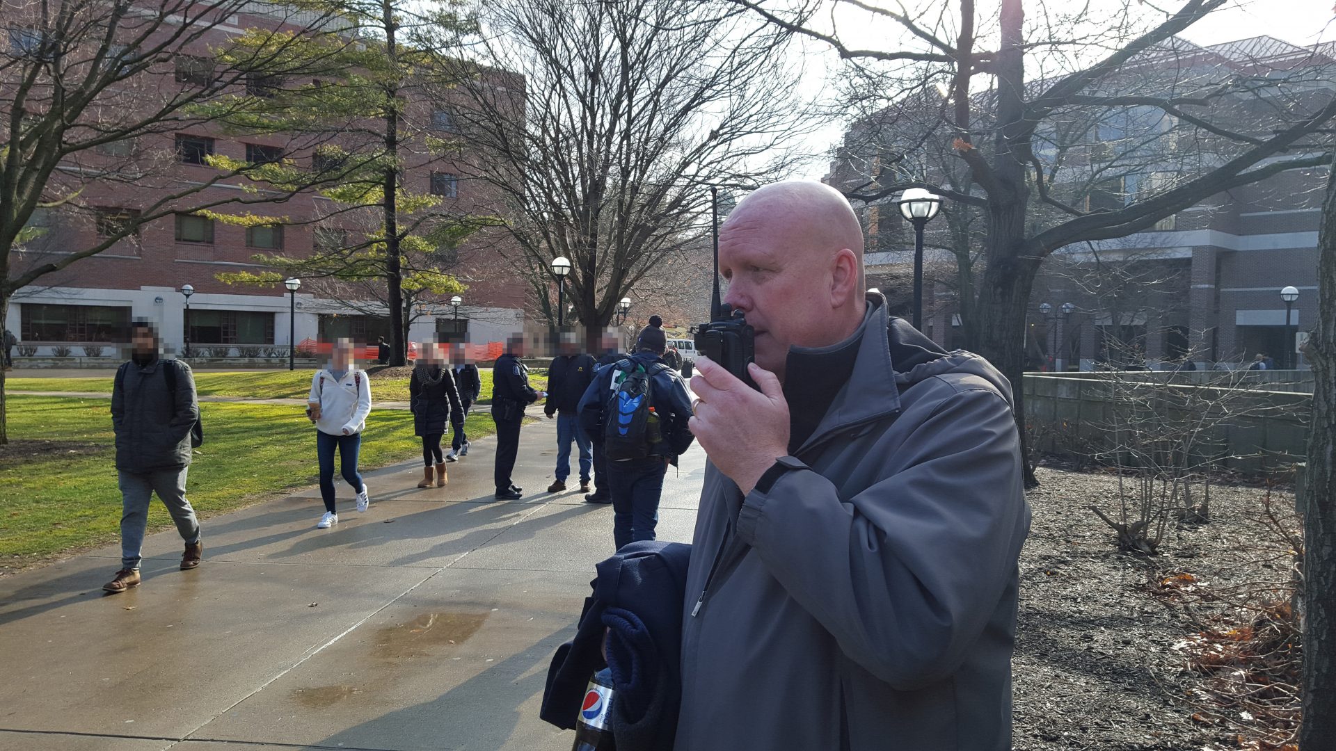 Security Sgt. John Williams talks to one of his officers