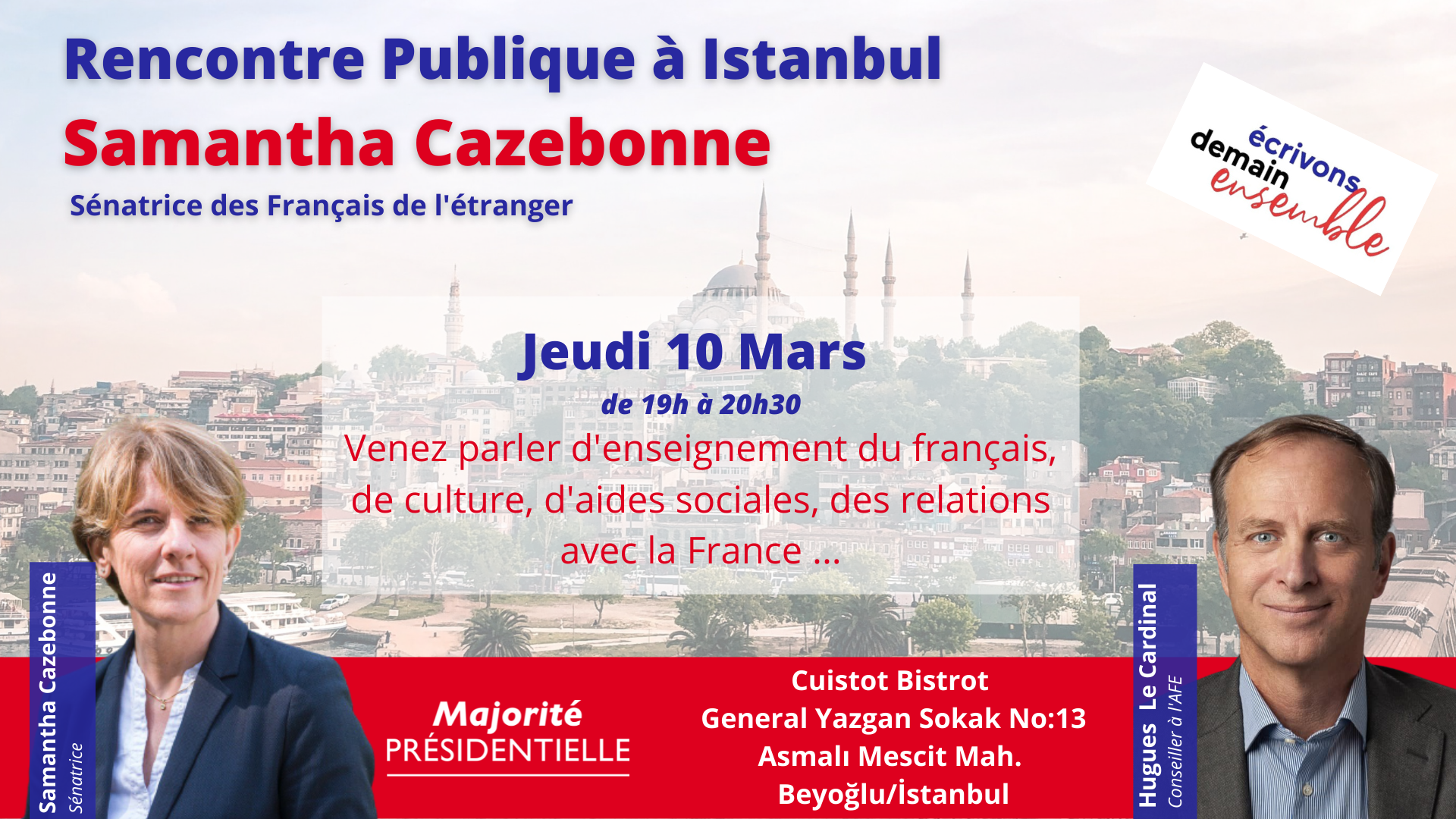 Venez discuter avec vos élus le jeudi 10 mars à Istanbul