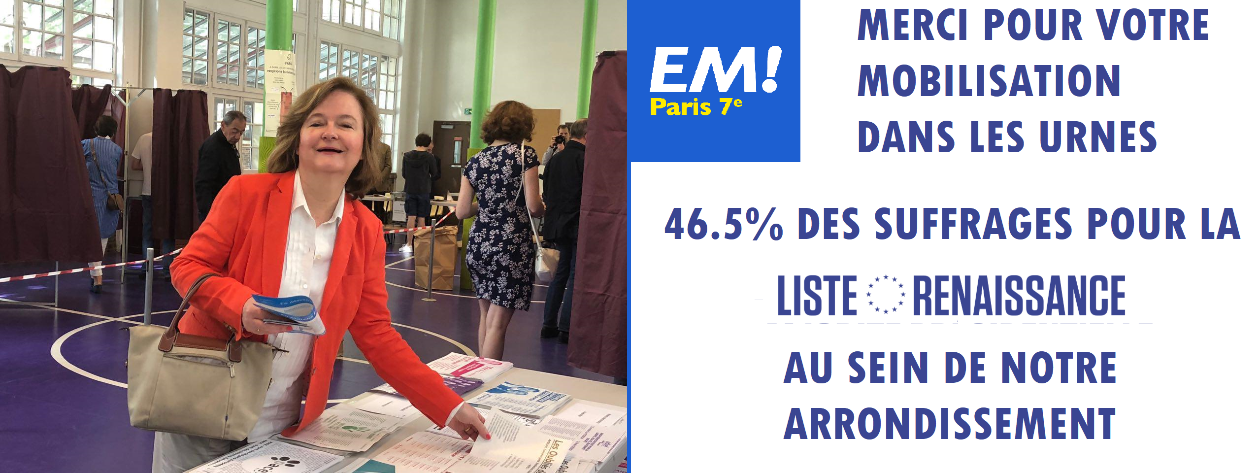 46.5% DES SUFFRAGES EXPRIMES POUR LA LISTE RENAISSANCE A PARIS 7ème