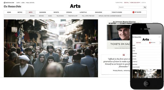 10 dicas para menus responsivos: site Boston Globe.