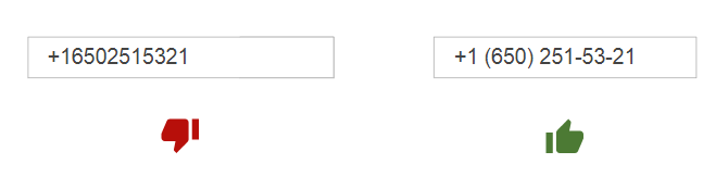 Melhores práticas para input Telefone: comparativo entre input de telefone com e sem formatação/máscara.