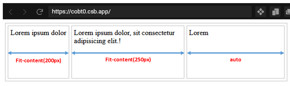 Exemplo de uso da função fit-content() em conjunto com CSS Grid.