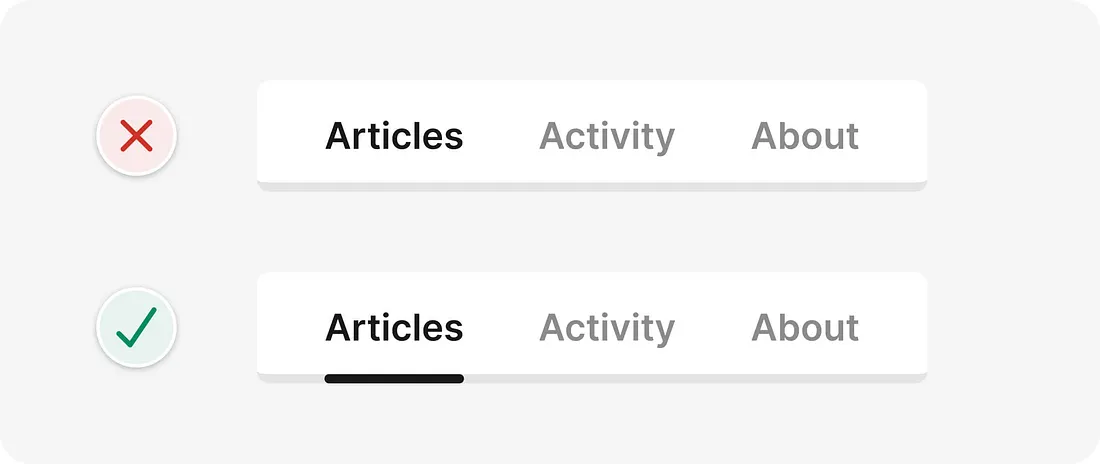 Dicas de UI para interfaces mais eficientes: comparação de visibilidade de aba.