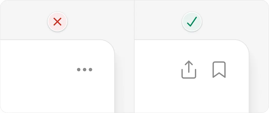 Dicas de UI para interfaces mais eficientes: comparação de mostrar vs. esconder itens de menu.