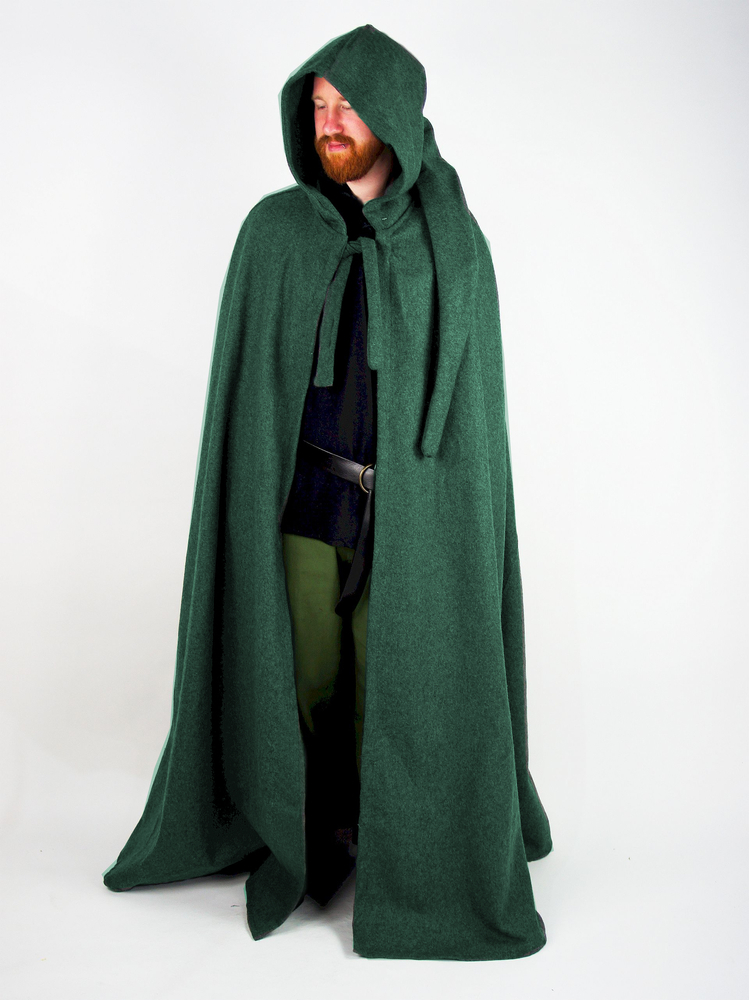 Wollen Cape in Groen Muts, 160 cm |