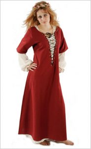 Mittelalter Uberkleid in Rot - Natur - Schwarz(AUSVERKAUF)