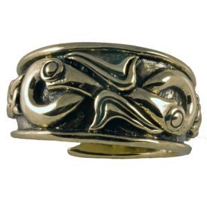 Wikinger Drachenkopf Ring Bronze Gross