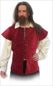 Middeleeuws - Piraten Vest in Bord.rood en Zwart en Groen (UITVERKOOP)