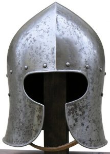 Italienischer Barbuta Helmet mit patina und lederinnenhelm