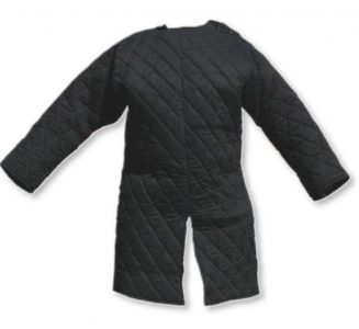 Mittelalter Langer Gambeson mit Lederschnüren, schwarz XXXL (ausverkauf)