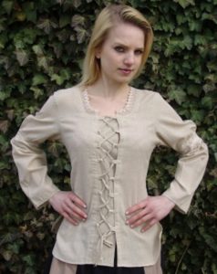 Middeleeuwse Dames Blouse in Natuurkleur