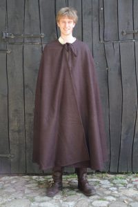 Middeleeuwse Cape Wol in Bruin zonder Muts,131 cm