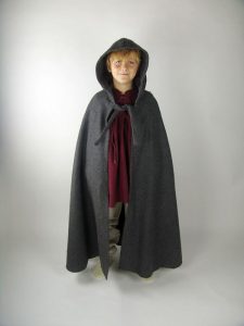 ​​Grijze Jager Kindercape in Grijs van Wol, ca. 105 cm