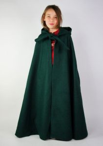 Grijze Jager Kindercape in Groen van Wol, ca. 105 cm