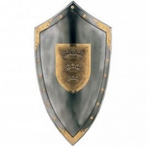 Metalen schild met Drie Kronen Wapenschild van Koning Arthur