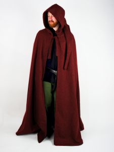 Mittelalter Umhang in Rot, Wolle mit Lange Kapuze 160 cm